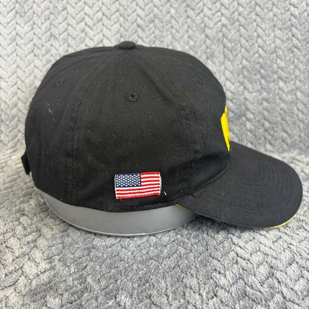 NRA Hat Black Yellow Embroidered American Flag Patch Adjustable Cotton Baseball